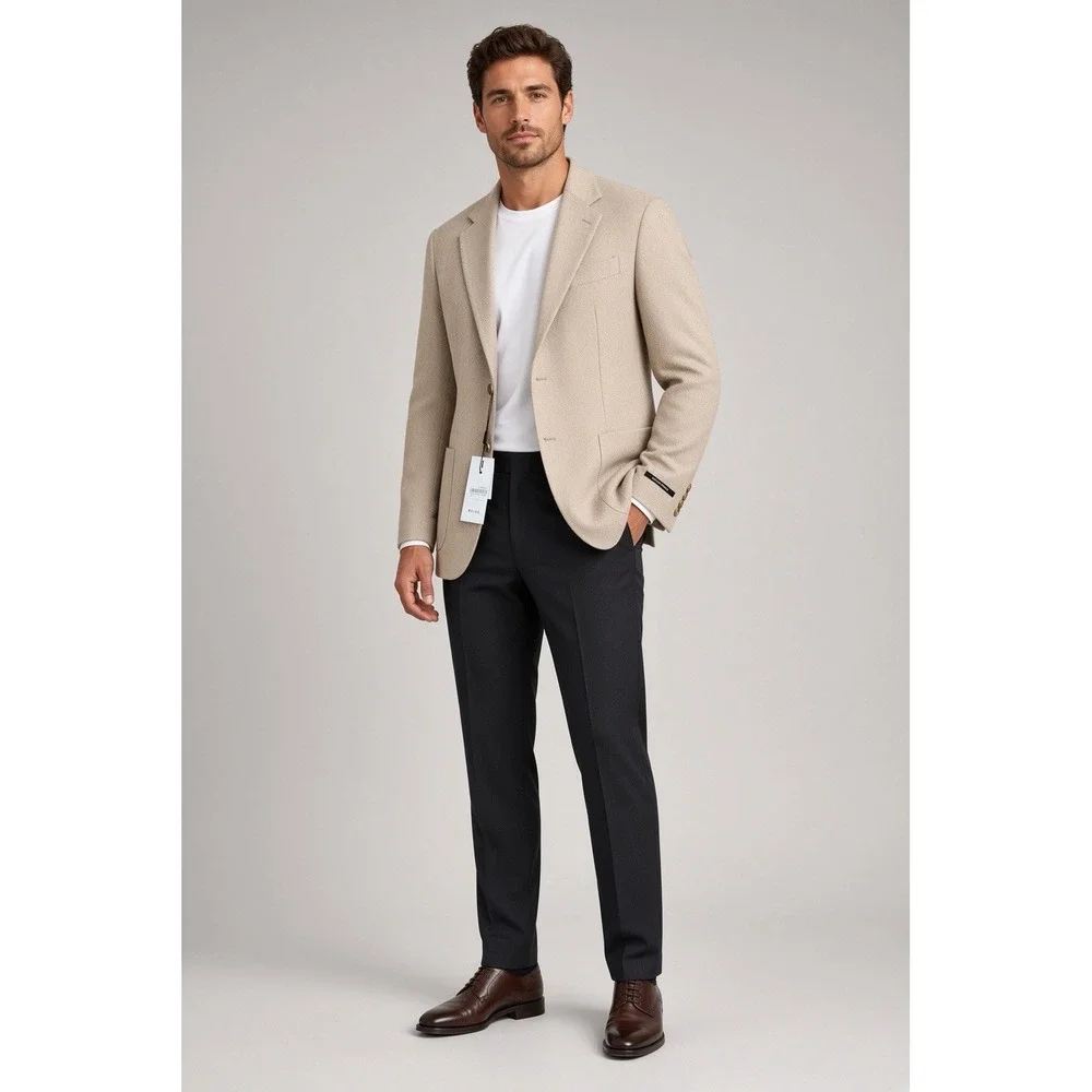 REISS Deal Stand Alone Wool-Blend Textured Blazer Jacket Beige Men 38R NWT $540